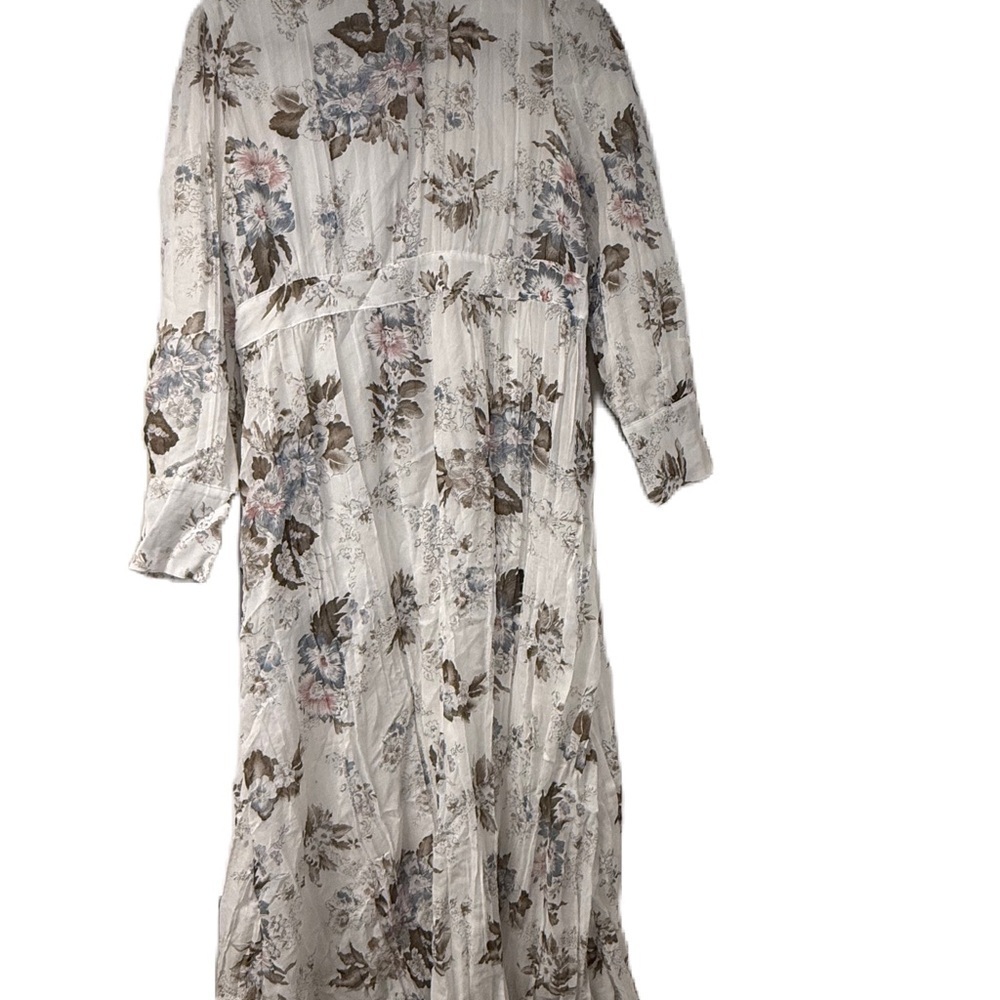 Begonia Cream Sundress with 3/4 Cuffed Sleeves and Floral Print XL